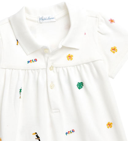 Polo Ralph Lauren Sommerstrampler - Weiß m. Strickerei