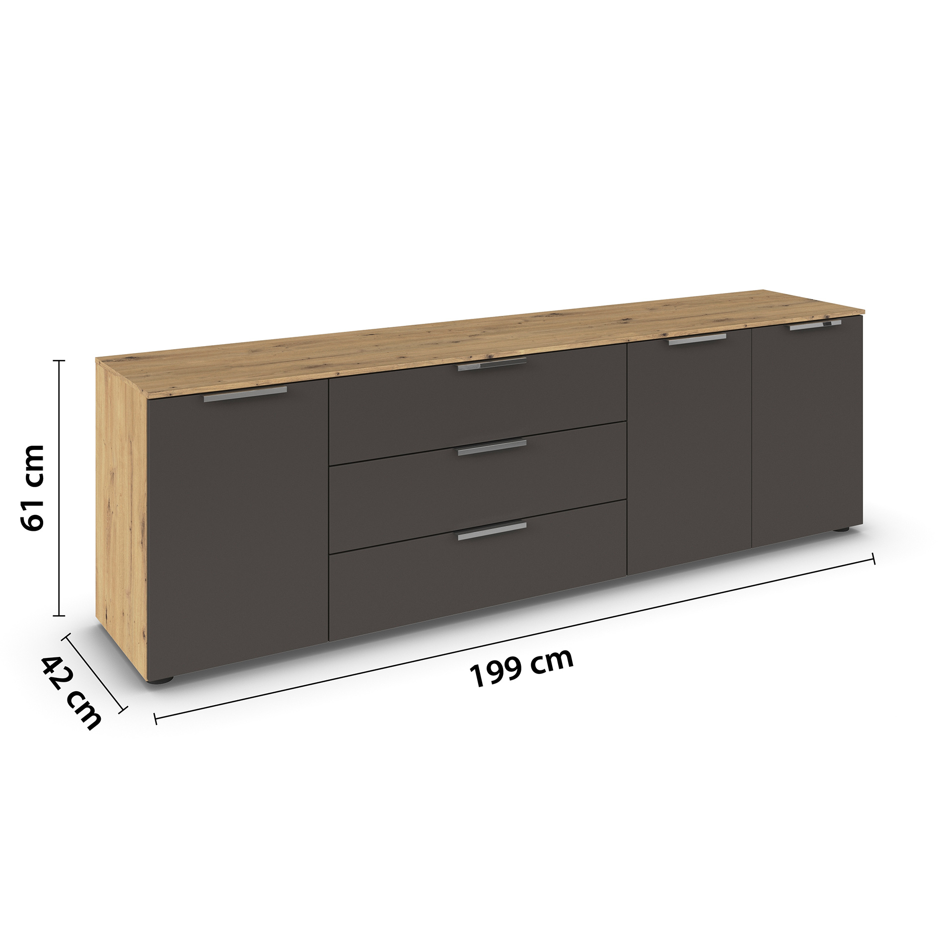 Lowboard - Artisan Eiche - graphit - 199 cm