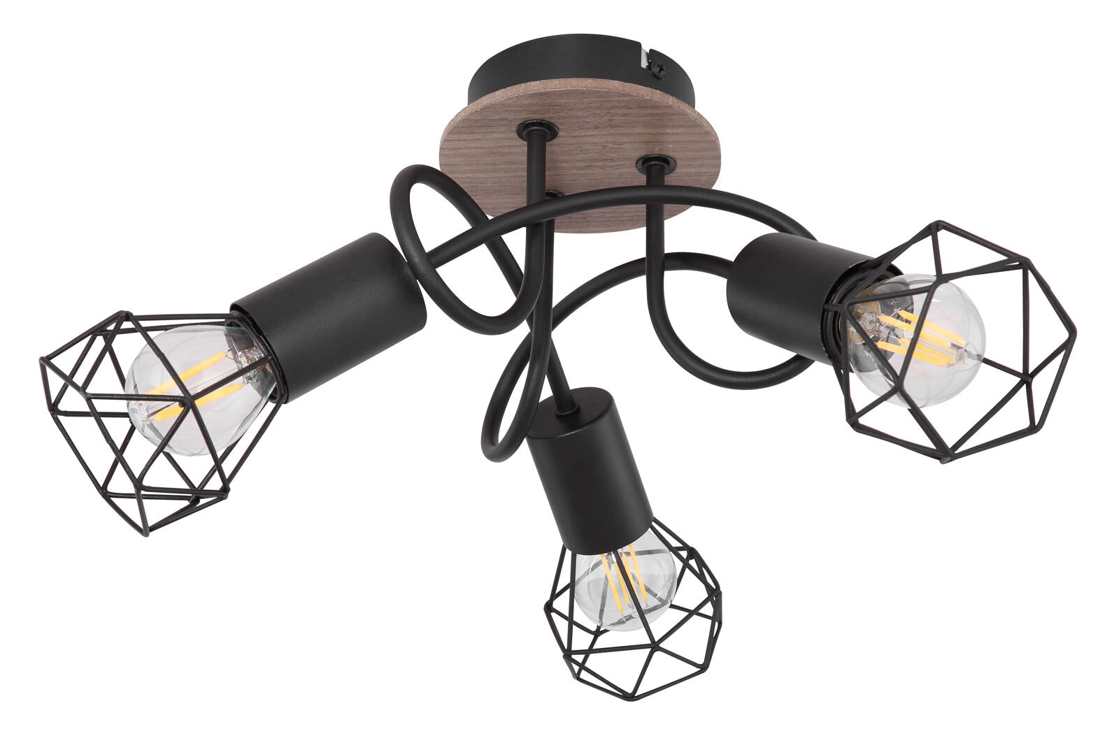 XARA I Deckenlampe schwarz 54802S-3DH, D/H: 38 x 21 cm, Metall, Holz