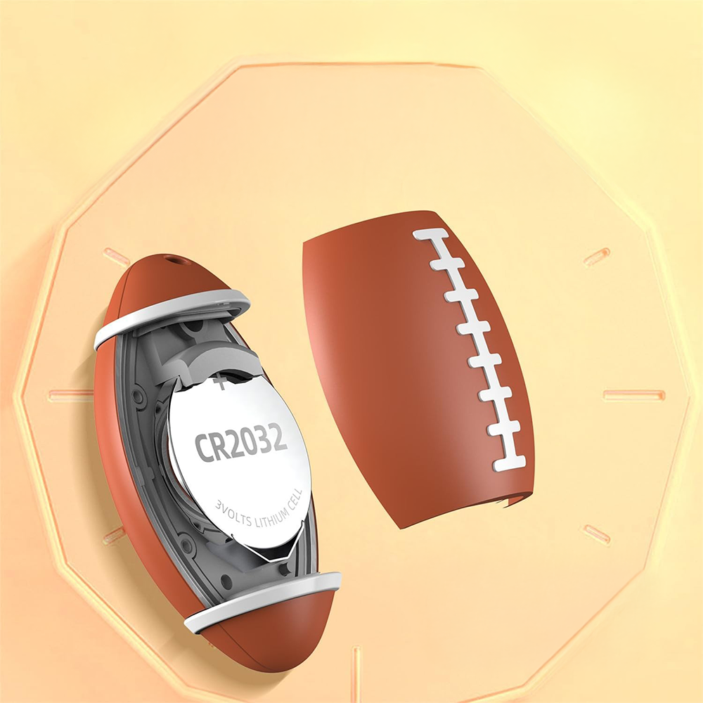 Bluetooth Mini Keyfinder Smart Tracker Tag für iOS mit Apple Find My Network als Rugbyball (mit Batterie CR2032) - Braun