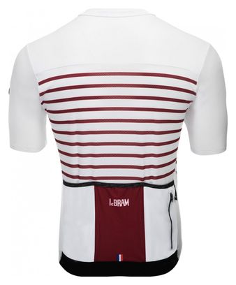 Maillot Manches Courtes LeBram Ventoux Blanc Bordeaux Coupe Ajustée