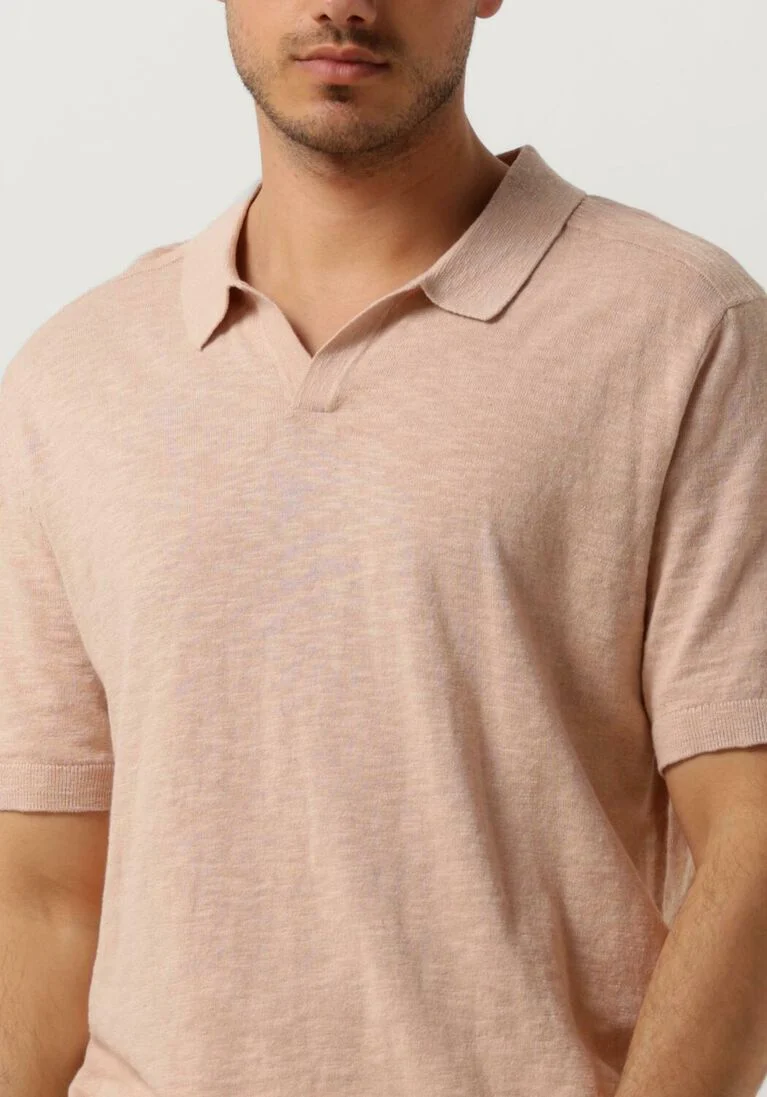 SELECTED HOMME perzik selected homme polo slhberg linen ss knit open polo