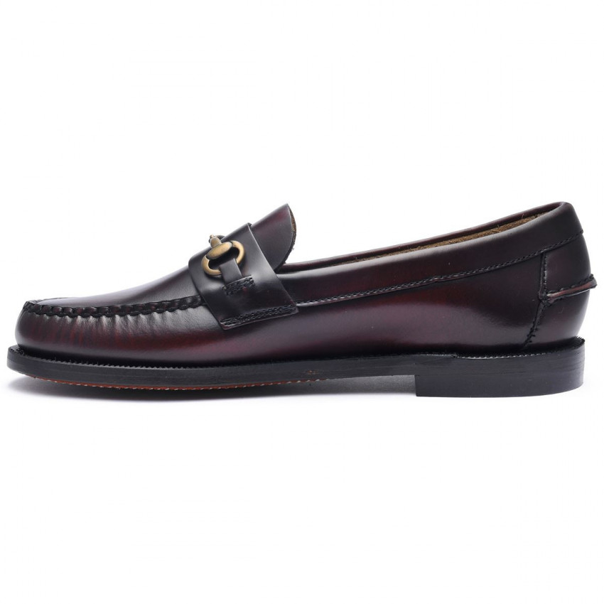CLASSIC JOE Brown Burgundy MOCASSIN-Mocassin pour femme en cuir brossé mord décoratif