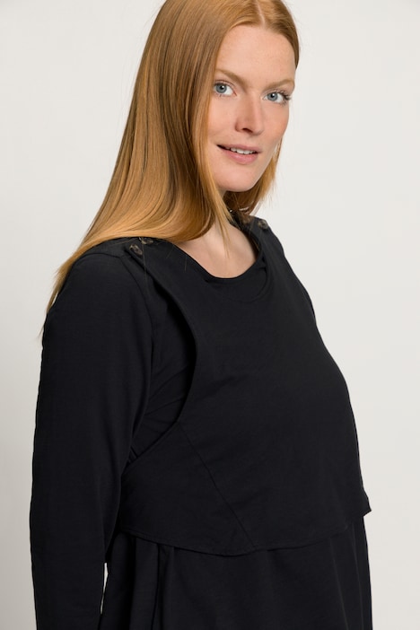 Shirt, abknöpfbares Top, Rundhals, Langarm, Biobaumwolle