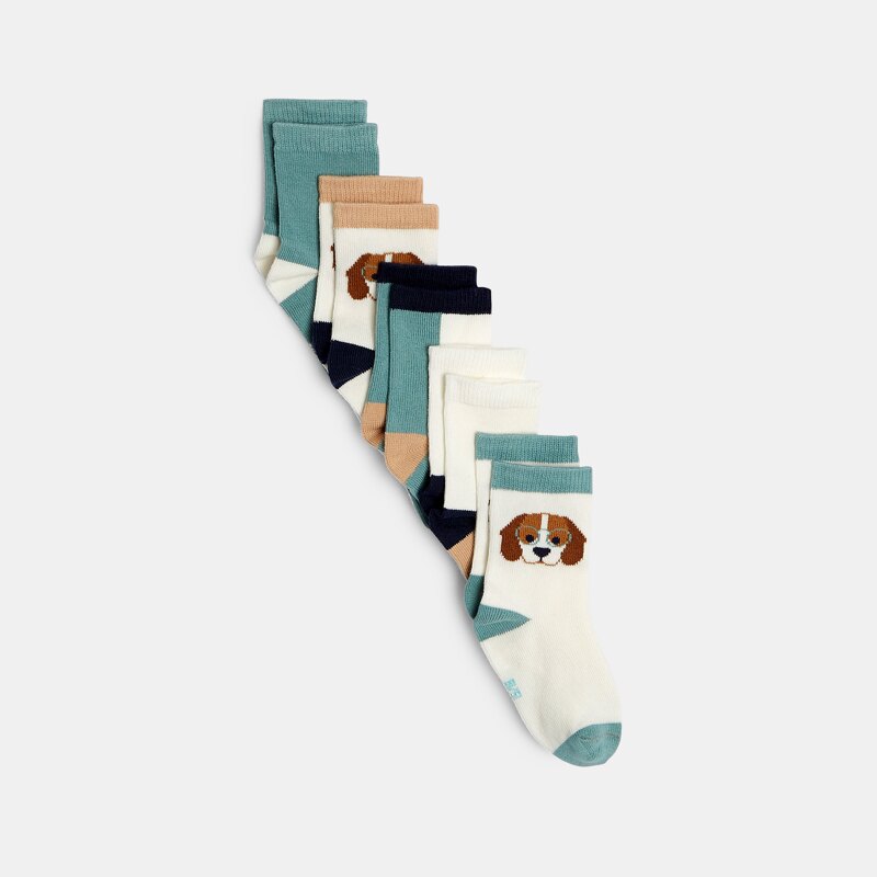 Chaussettes chiens marron bébé garçon (lot de 5) Vert