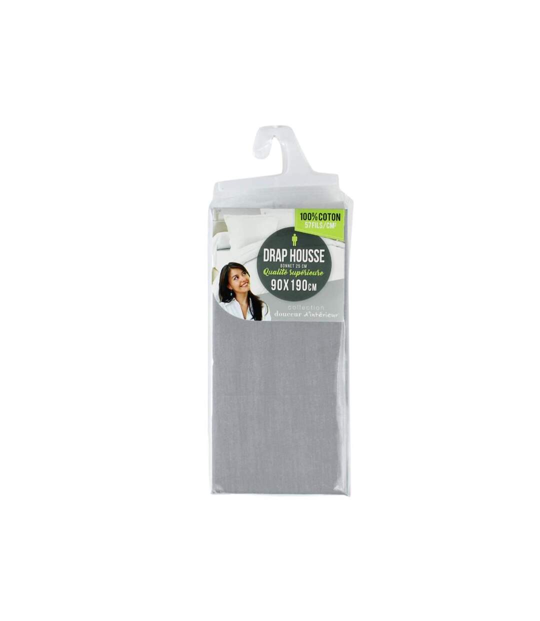 Drap Housse Lina 90x190cm Gris Galet