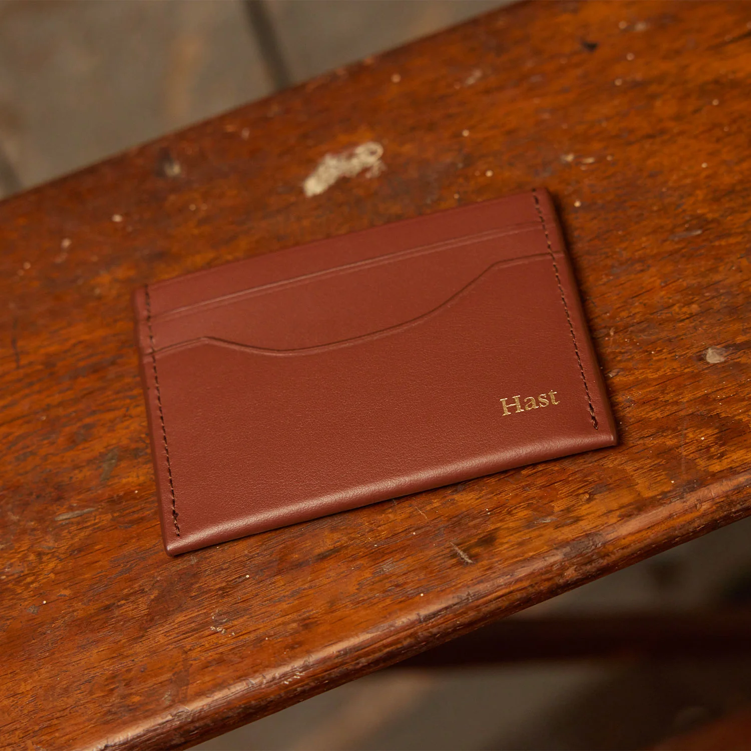 Brown smooth leather card holder