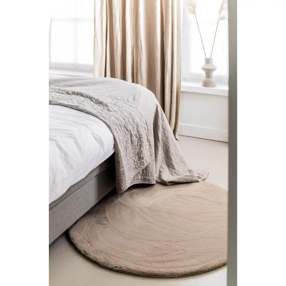 Interieur05 rond vloerkleed Lux beige/taupe - 120 x 120 cm