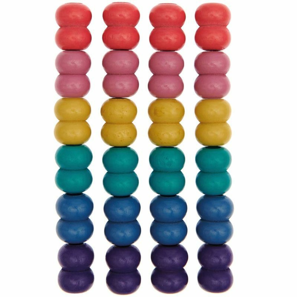24 perles rondes doubles - bois arc-en-ciel - 22 mm