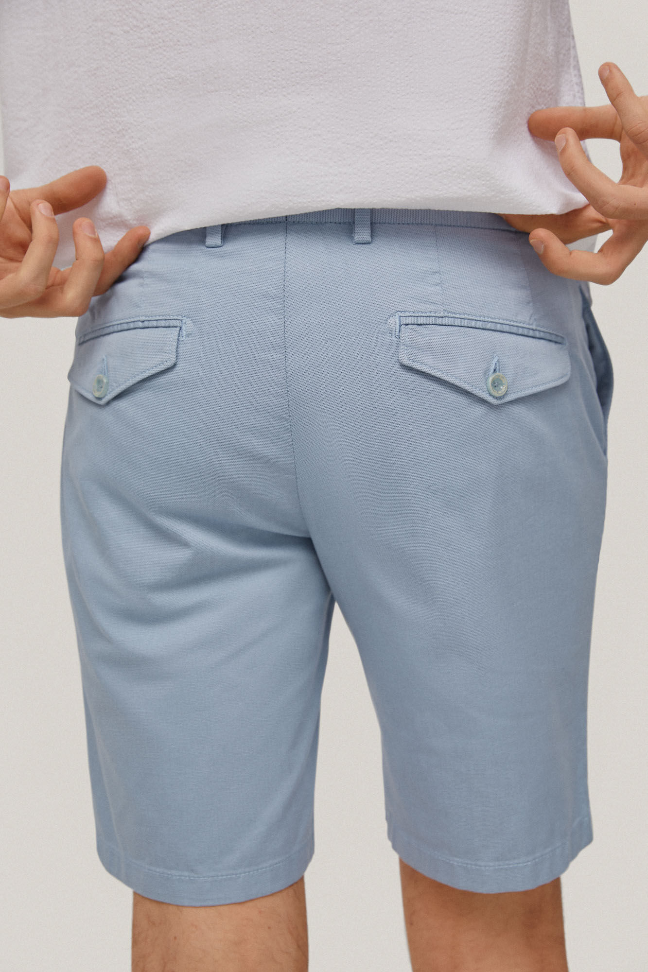 Bermuda chino com fitas - Azul