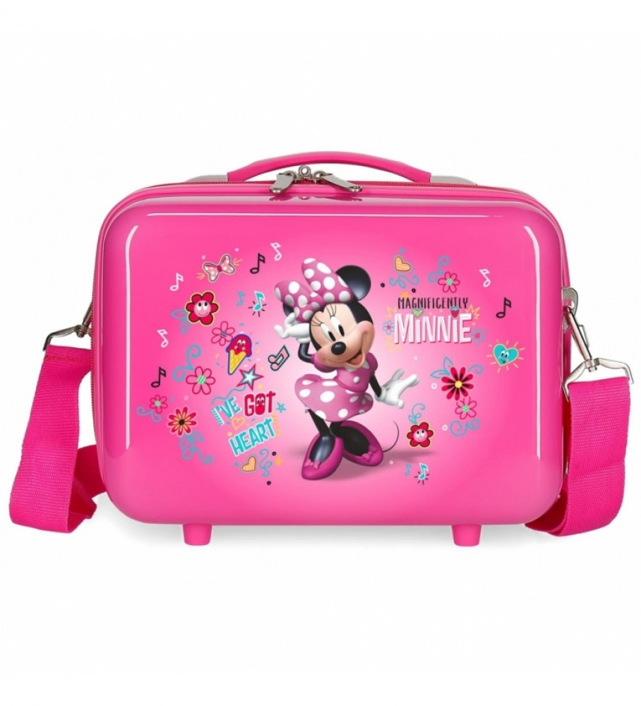 Bolsa Joumma Neceser ABS Enjoy Minnie Heart Adaptável Fúcsia - 29x21x15cm -