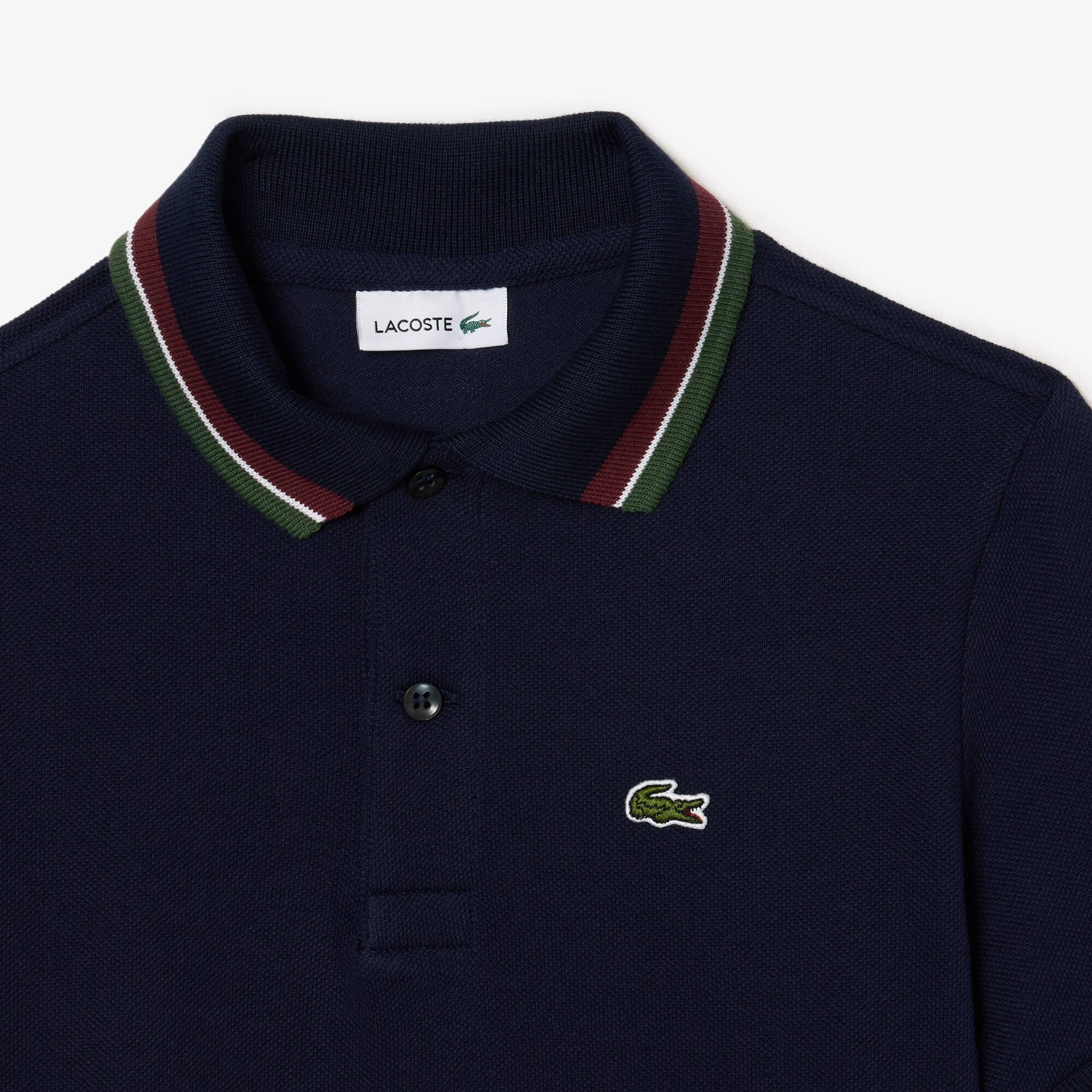 Jungen LACOSTE Poloshirt aus Baumwollpiqué mit Trikolor-Kragen Poloshirts - Blau - Lacoste - Jungen