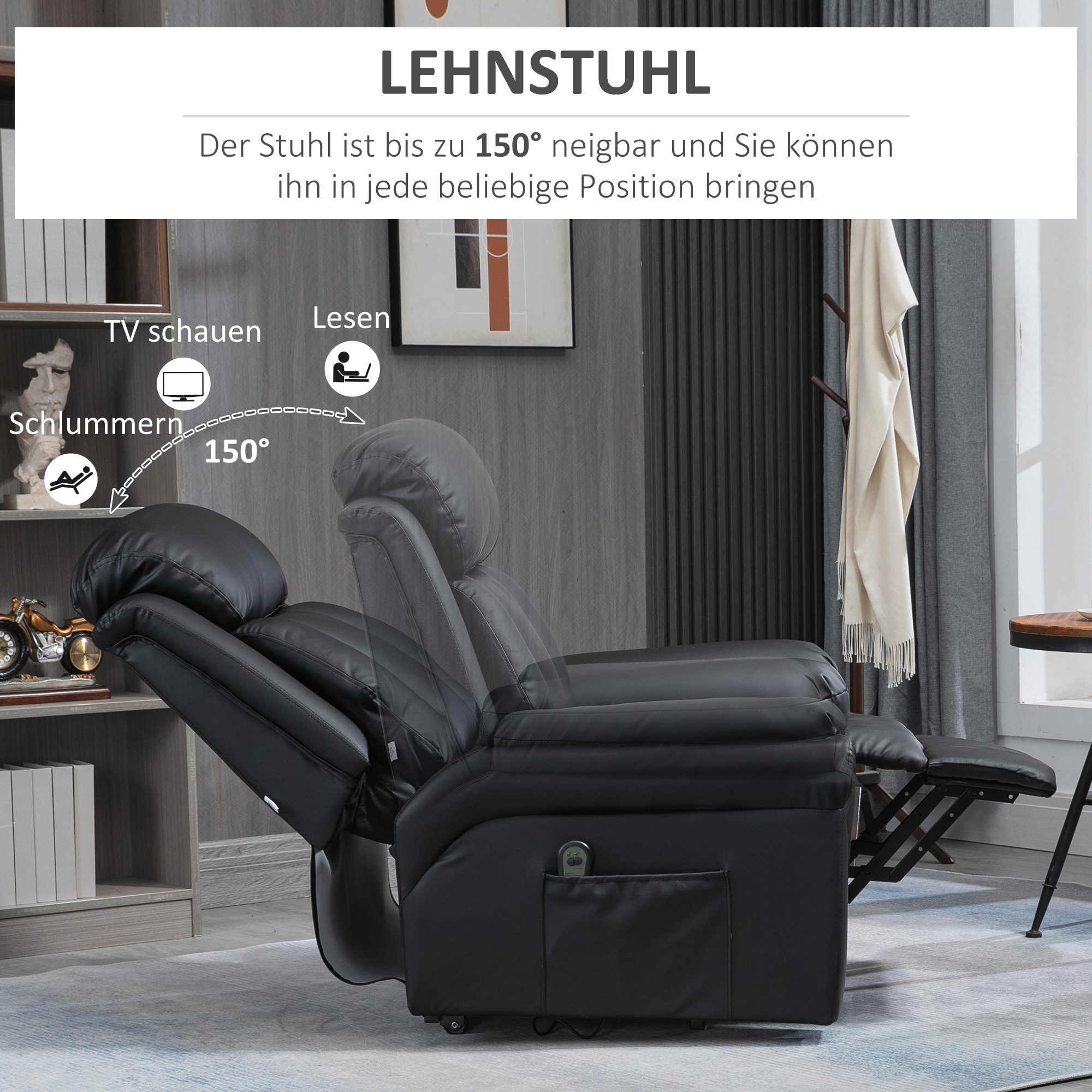 HOMCOM Aufstehhilfesessel mit Fernbedienung weiß 93L x 96B x 105H cm