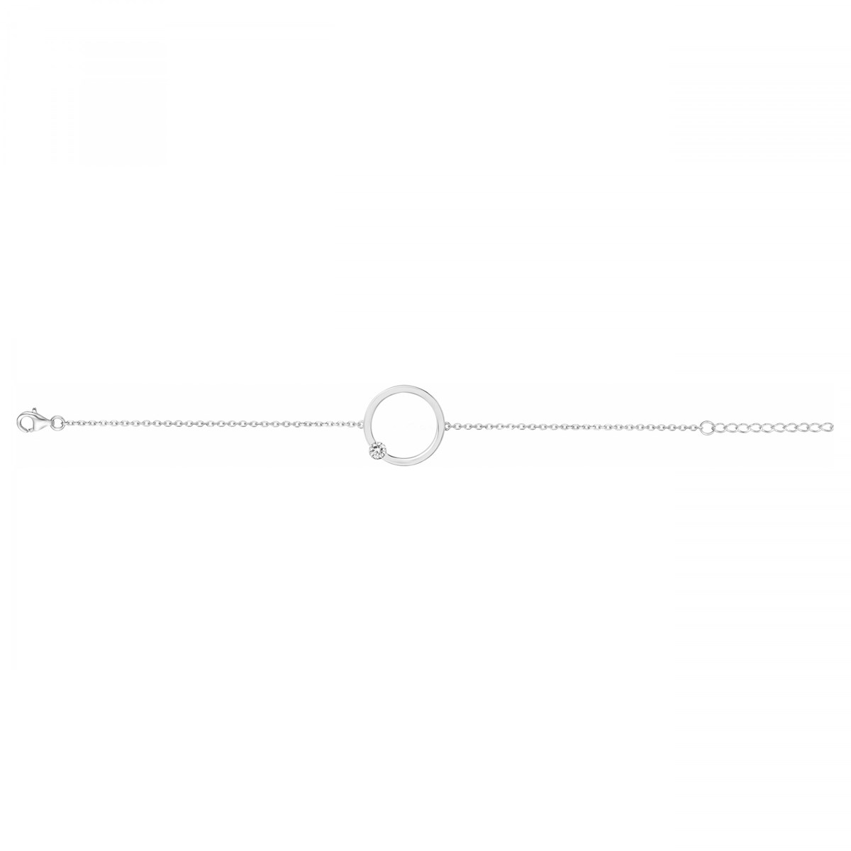 Bracelet souple mono-motif en Argent avec oxyde de zirconium blanc