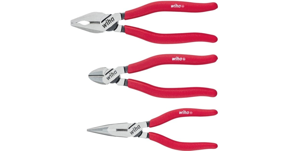 WihaTangenset Classic  (Rood, combinatie-, punt-, zijkniptang 3-delig)