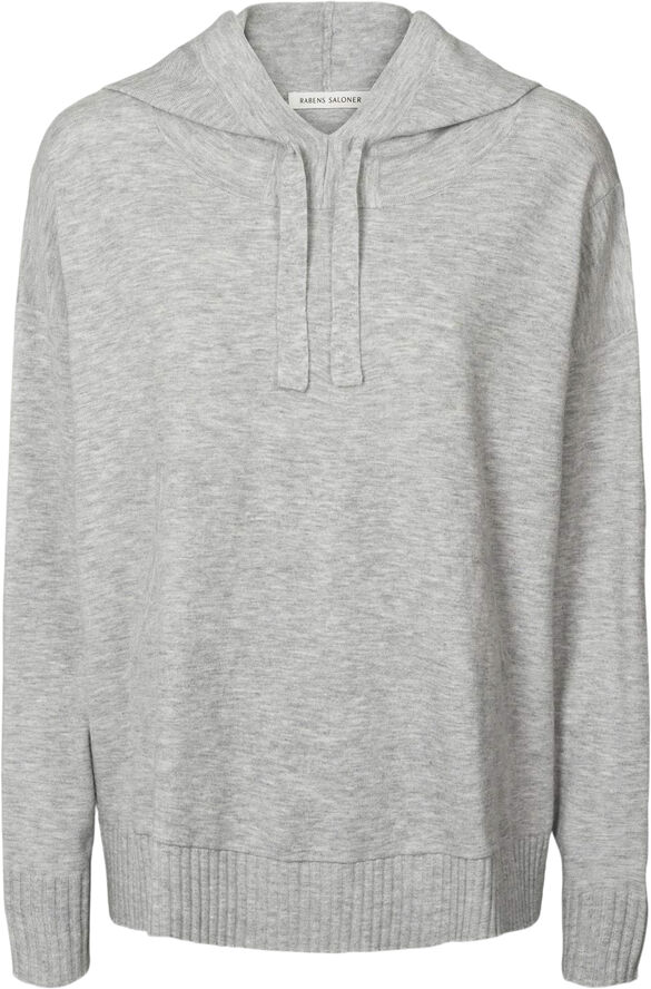 Rabens Saloner Knit lounge over size hoodie - Hele Grey melange