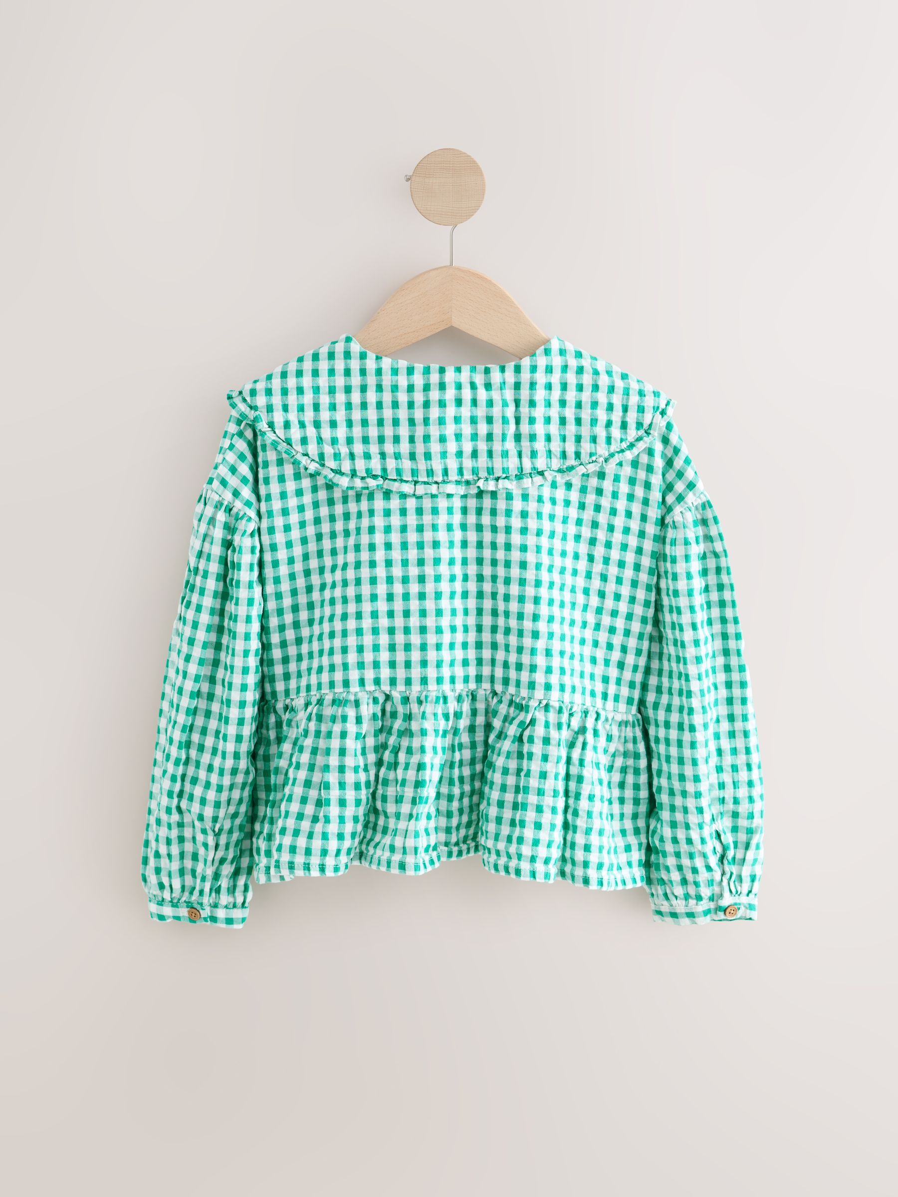 Groen - Gingham geruite blouse van 100% katoen (3 - 16 jr)