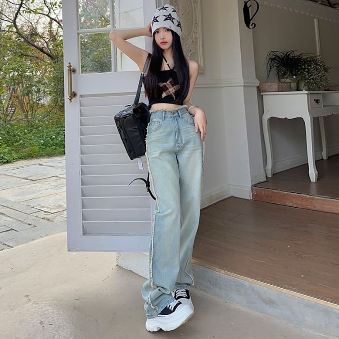 Denimot - High Rise Washed Wide Leg Jeans (diverse designs)
