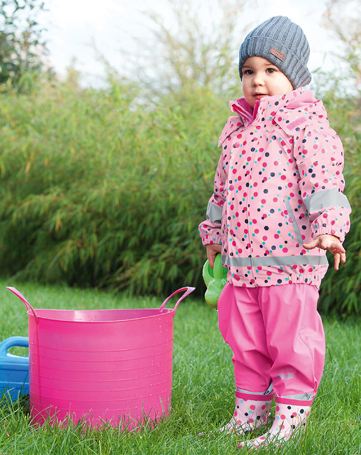 Regenjacke PUNKTE mit Innenfleece in hellrosa