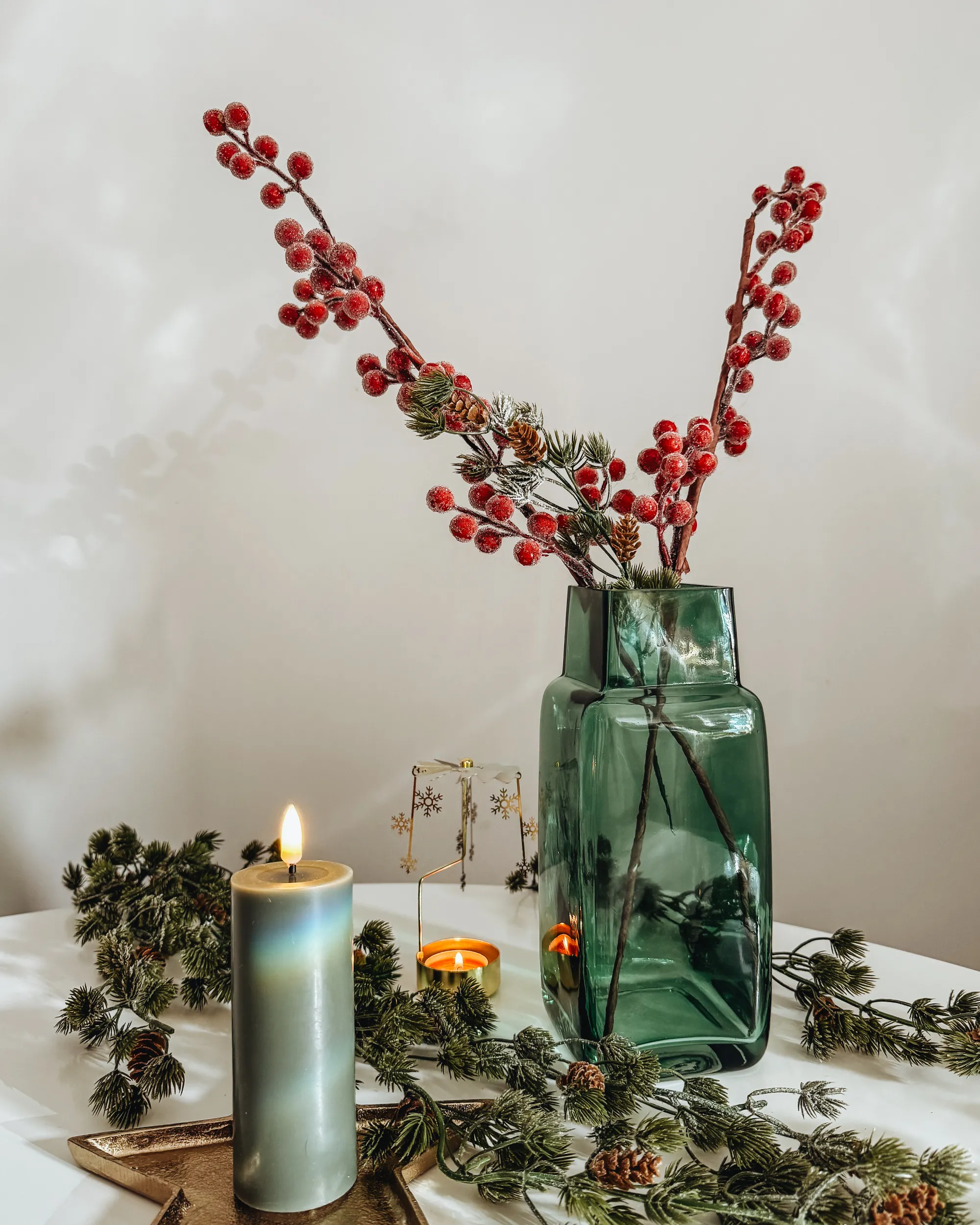 Bloemenvaas MERBAKA Glas 26 cm Smaragdgroen
