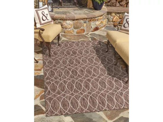 Tapis d'Extérieur - 183x122 - Marron - Tulum Geometrical