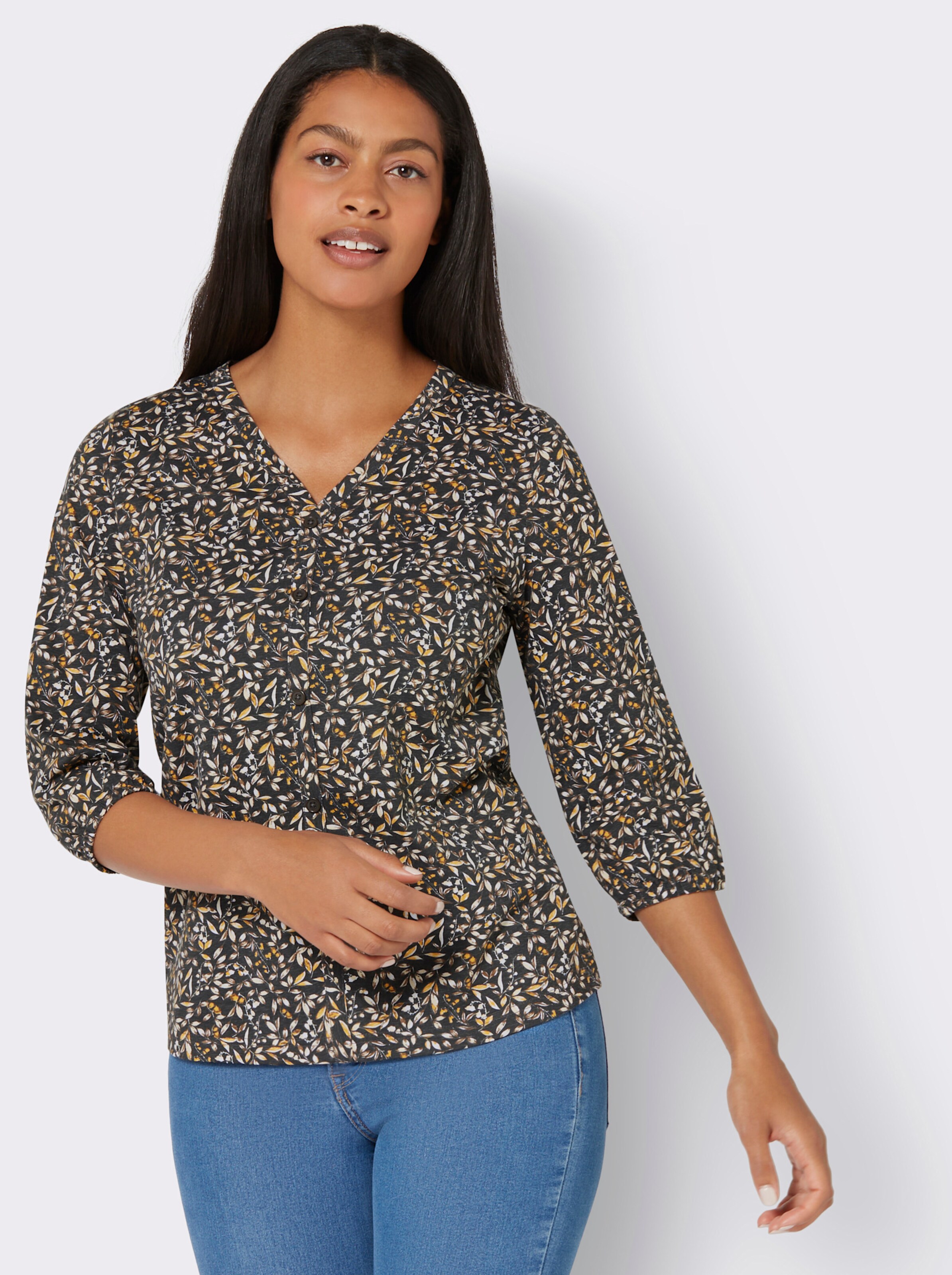 34-Arm-Shirt mit floralem Druck