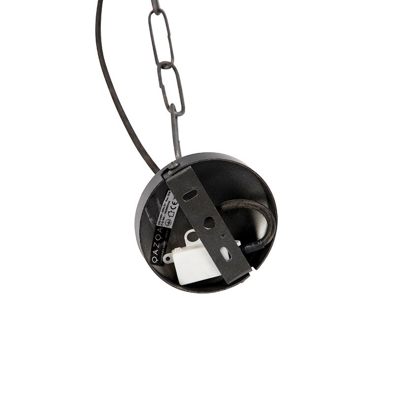 Industriele hanglamp donkergrijs met mango hout - Mangoes