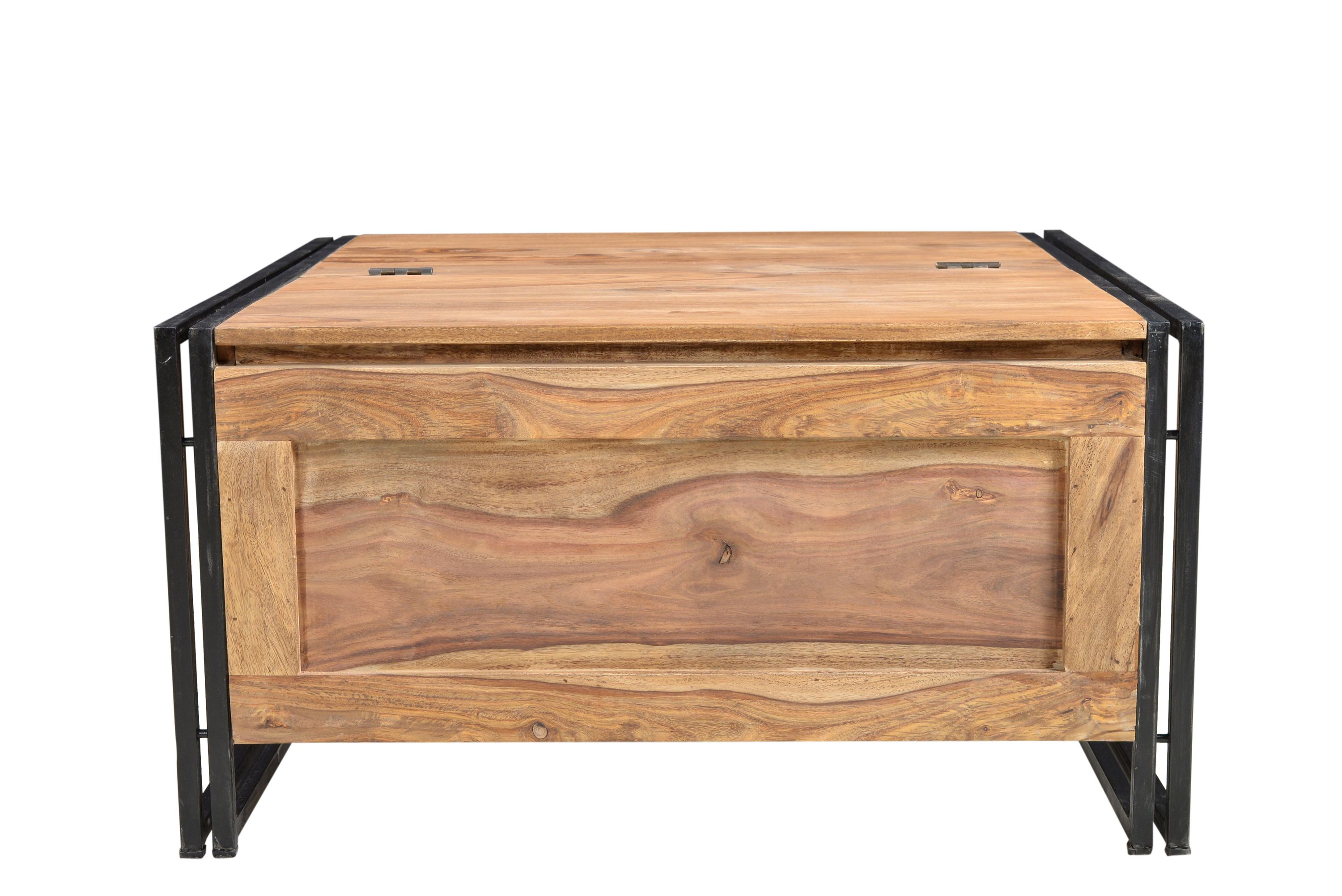 Couchtischtruhe Akazie Altmetall Couchtisch Wohnzimmer Sofa Tisch Beistelltisch