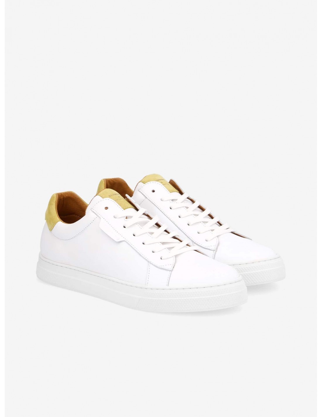 schmoove Baskets de ville homme spark clay cuir blanc/jaune
