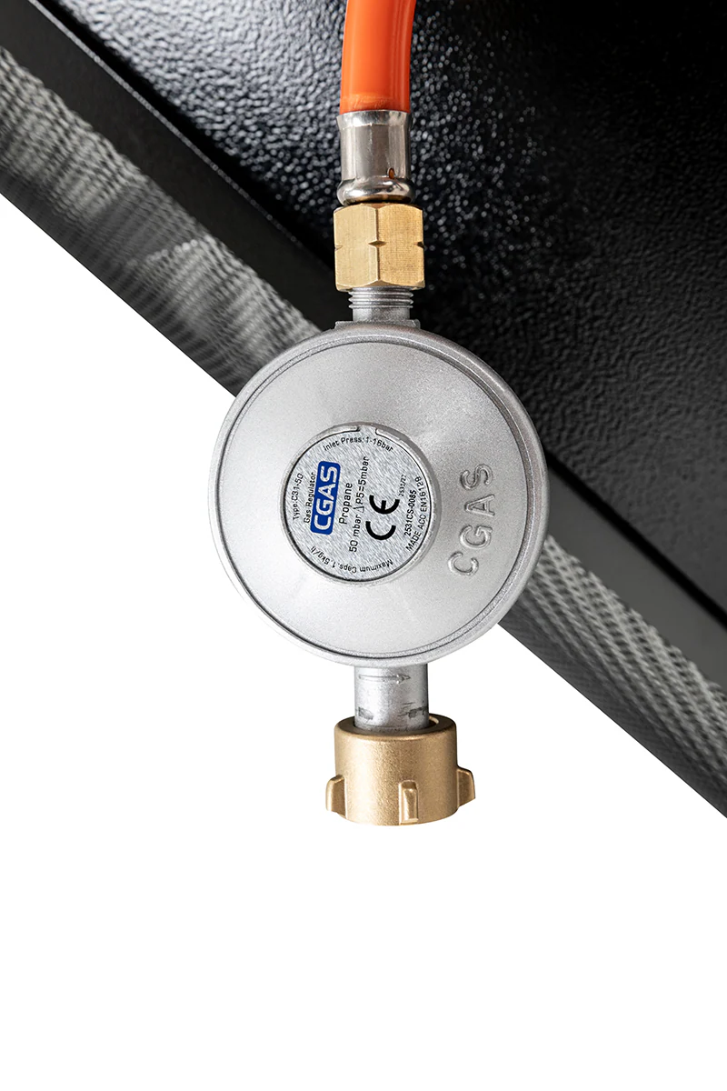 Heidenfeld Gasofen Blueflame GH110, Gasheizstrahler, 1600-4200 Watt, ODS-System, elektrische Zündung