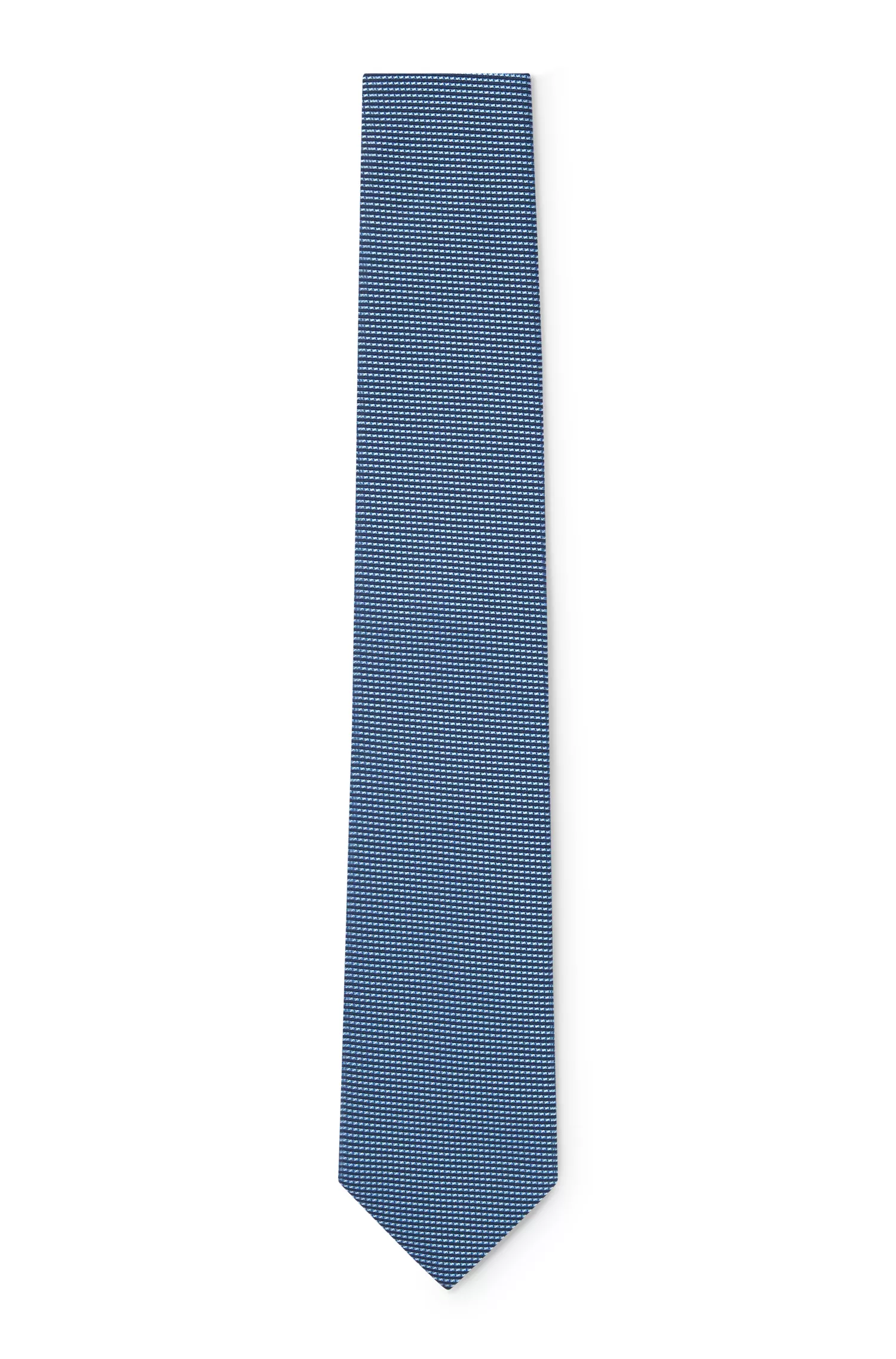 Gravata BOSS preta em jacquard de seda com microestampa por toda a peça.