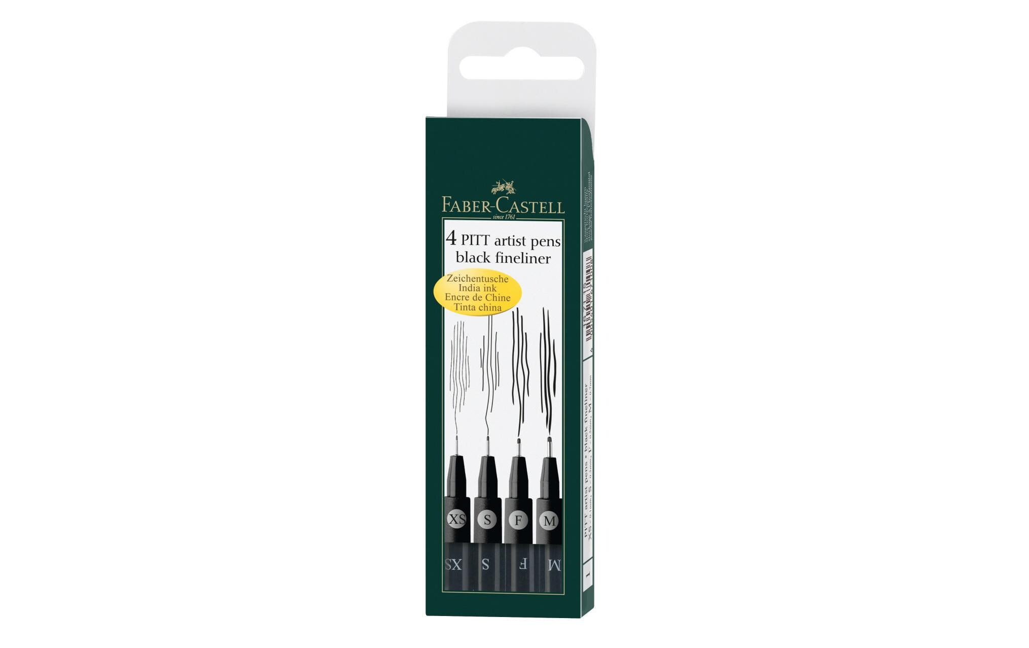 Tuschestift Pitt Artist Pen Schwarz, 4er EtuiTuschestift-Set