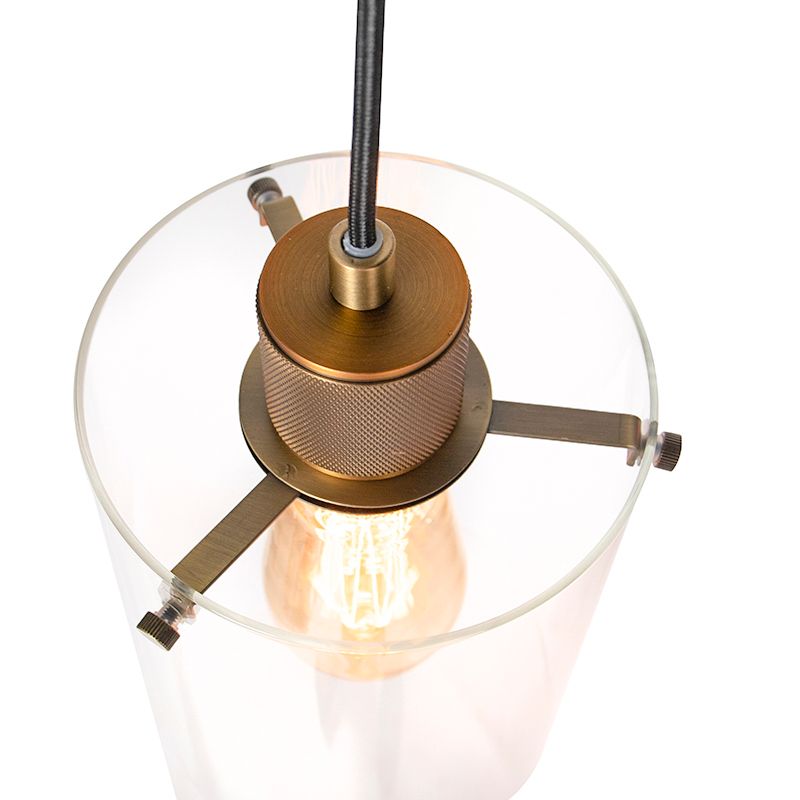 Scandinavische hanglamp brons met glas 4-lichts - Dome