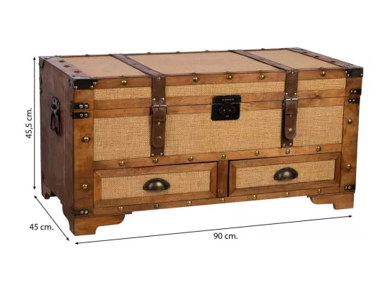 Coffre en bois marron 90x45x45,5