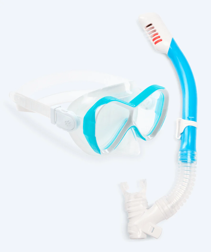 Watery Combo snorkelsæt til børn - Triton Full-dry - Lyseblå