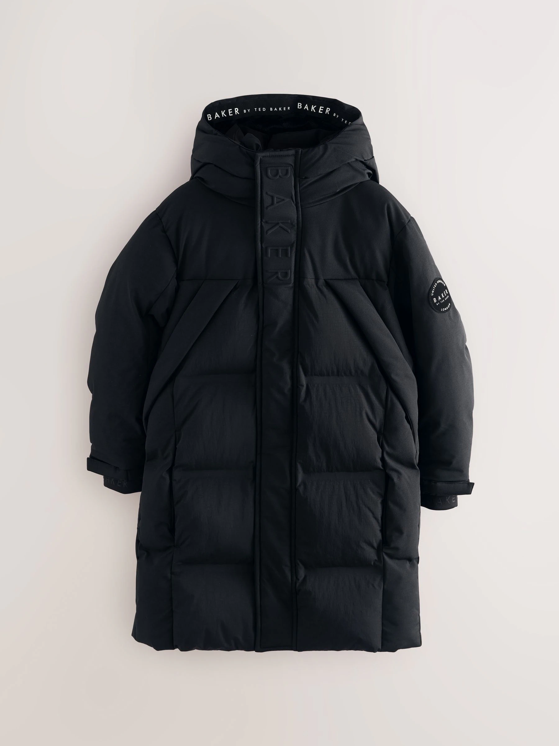 Zwart - Baker By Ted Baker regenbestendige gewateerde lange jas