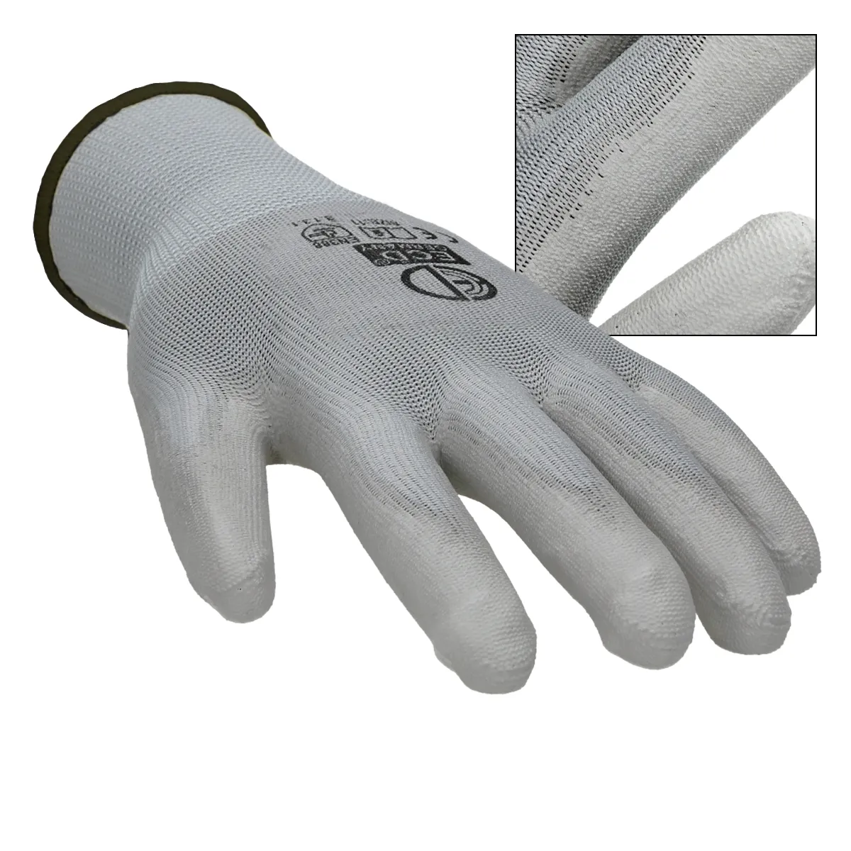 ECD Germany 36 Paires de Gants en PU - Taille 10-XL Gris