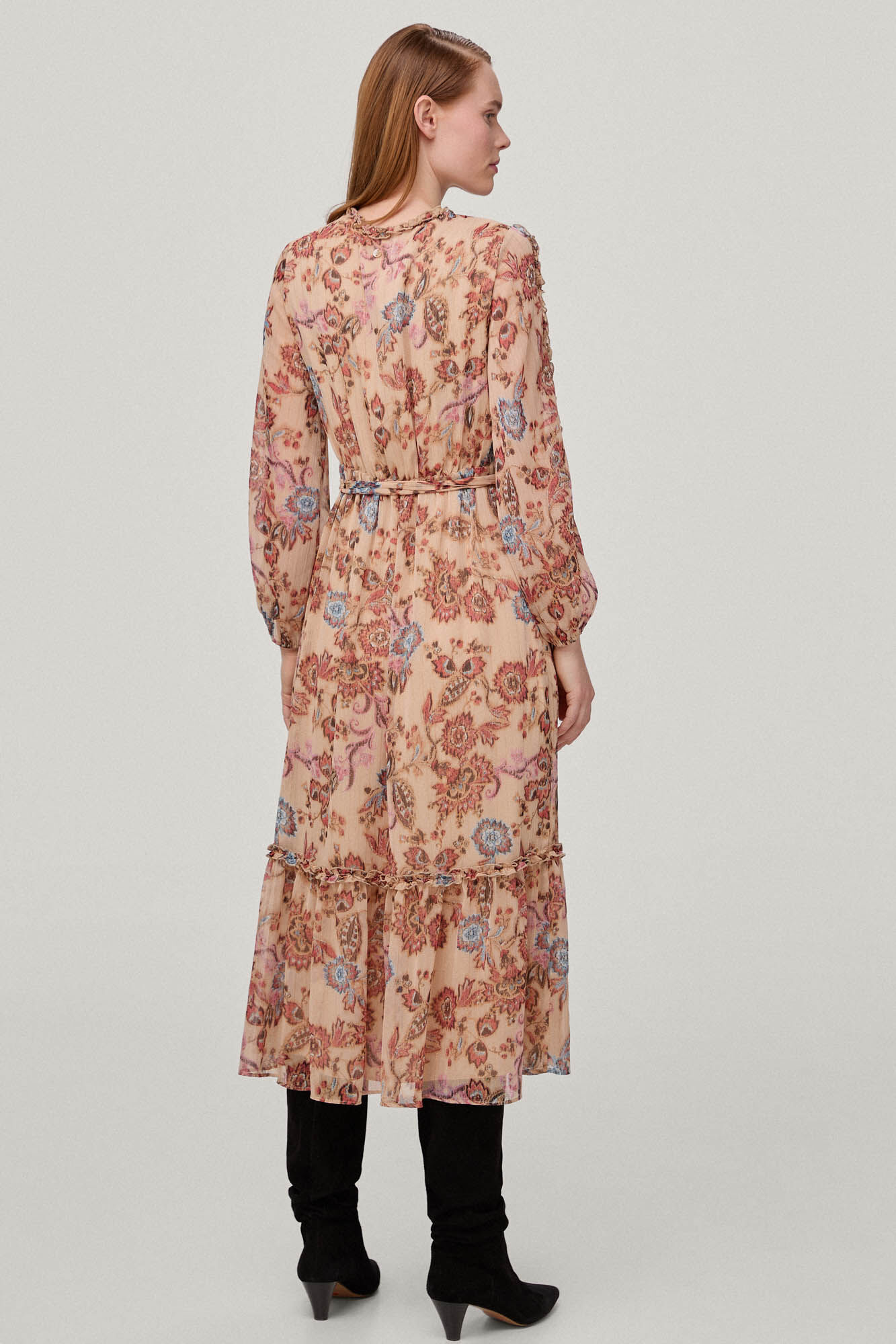 Vestido com estampa franzida - Roxo