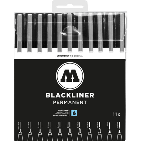 Molotow Blackliner Complete-Set 11er-Etui by MolotowFineliner - signalschwarz - M