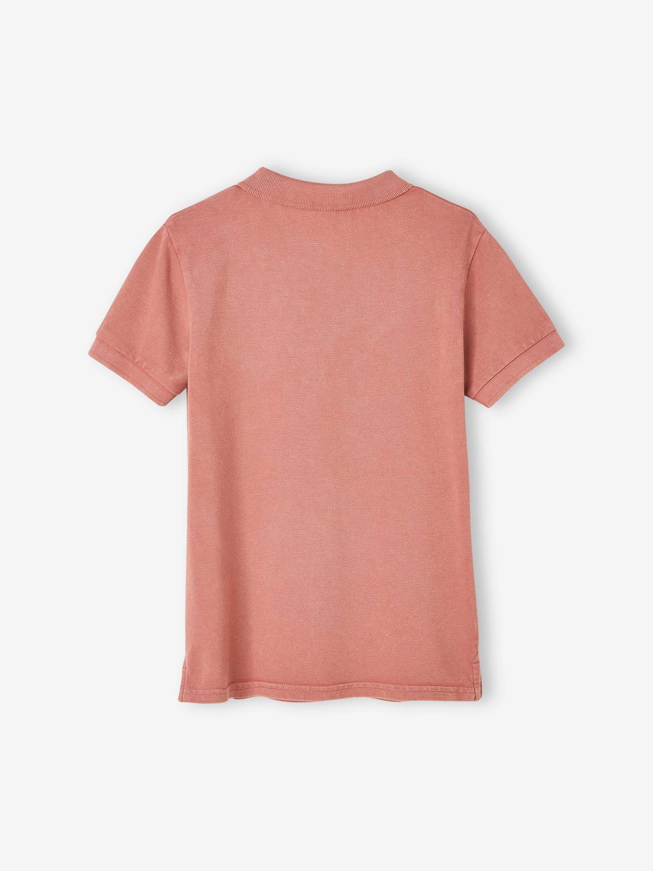 Camisa polo infantil azul ardósia com bordado 