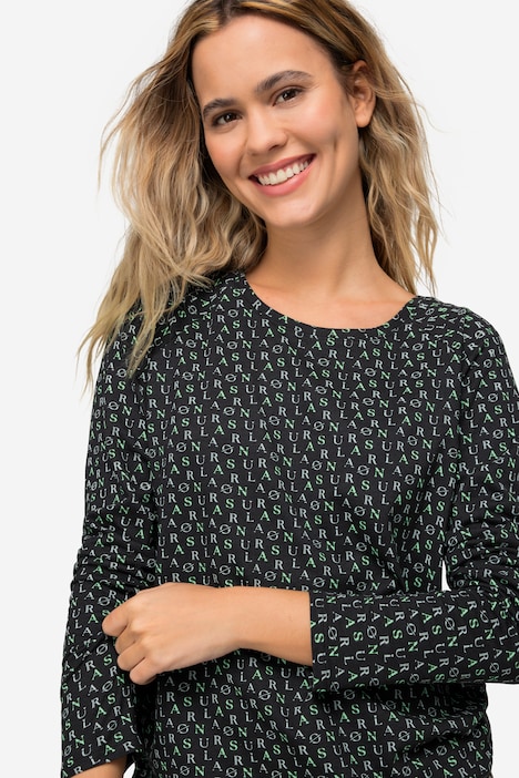 T-Shirt, allover Print, Rundhals, Langarm, OEKO-TEX