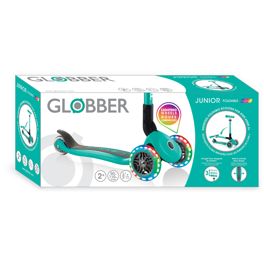 GLOBBER JUNIOR FOLDABLE LIGHTS türkis, mit Leuchtrollen