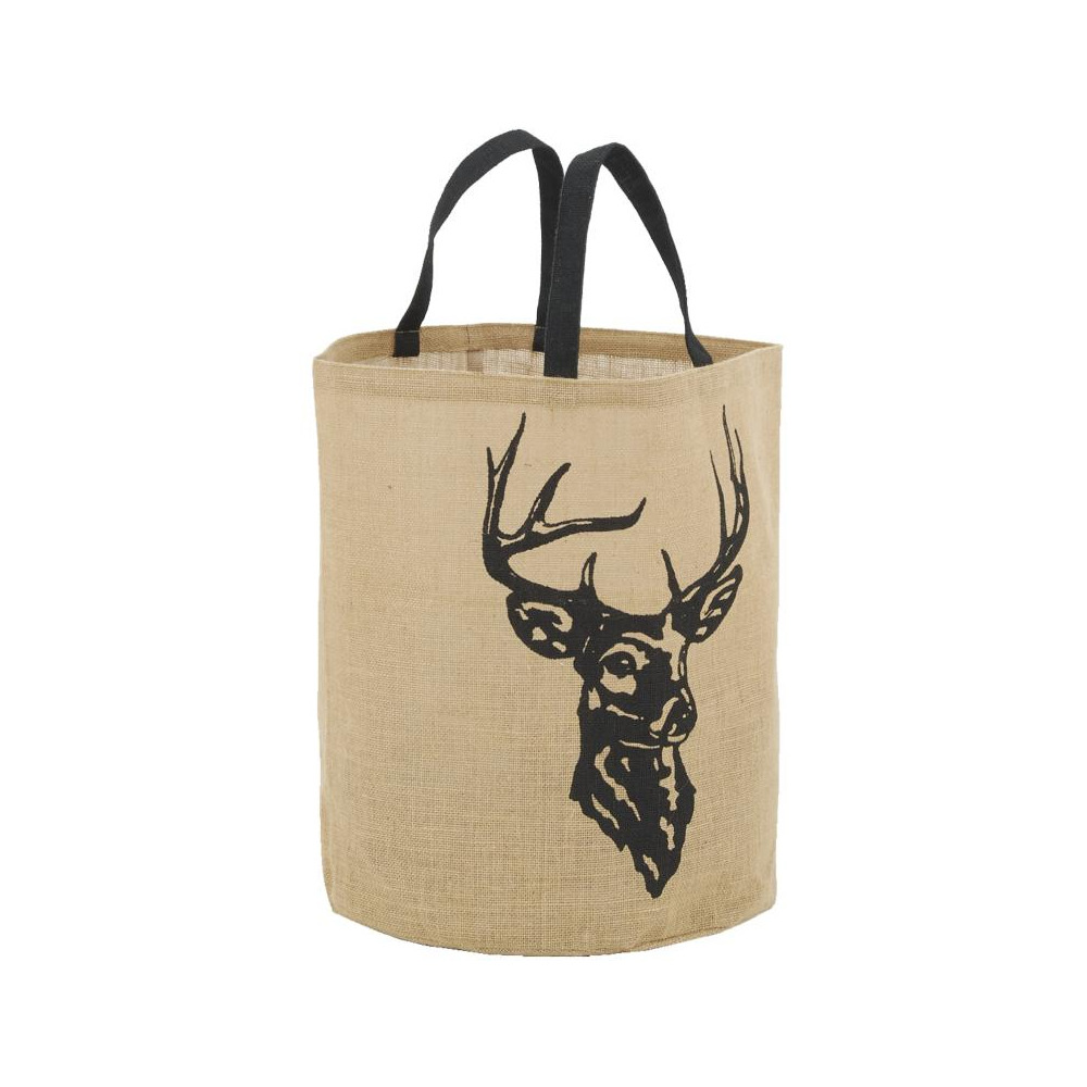 Sac rond en jute naturel plastifié cerf