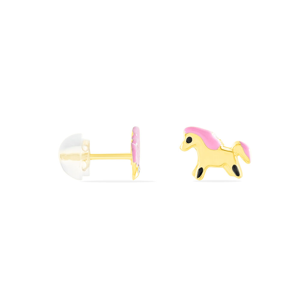 Boucles D'oreilles Puces Heldea Cheval Or Jaune