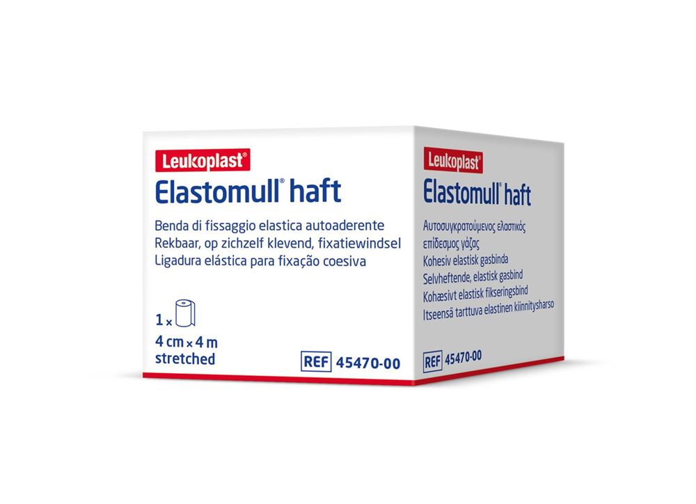 ELASTOMULL haft Gazebinde<br>1 Stück, Rolle, 4mx4cm, weiss
