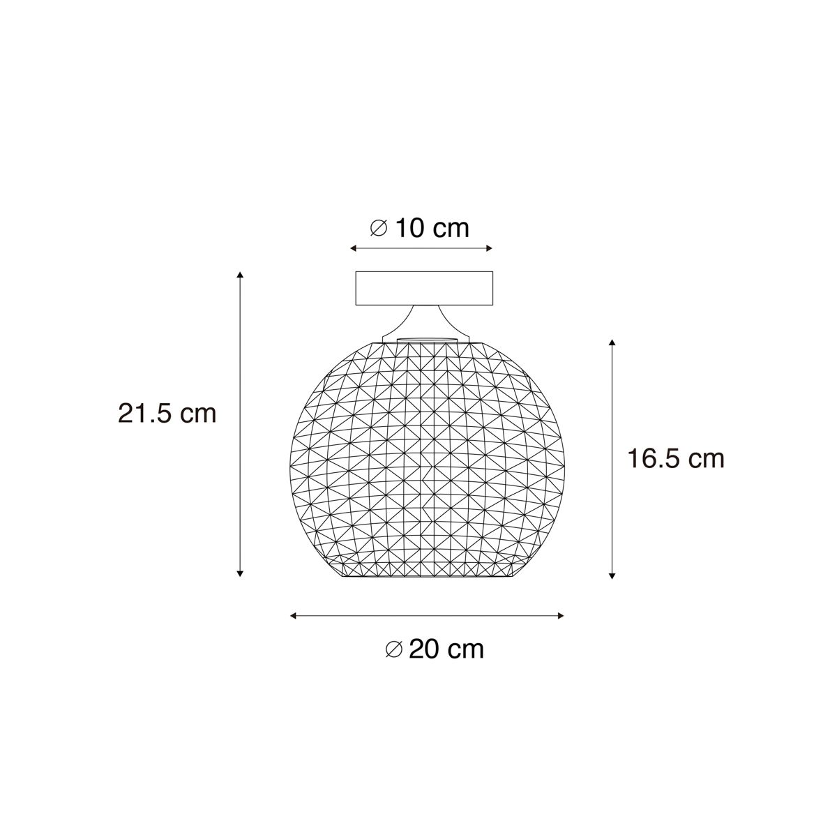 Art Deco plafondlamp zwart met smoke glas - Sphere