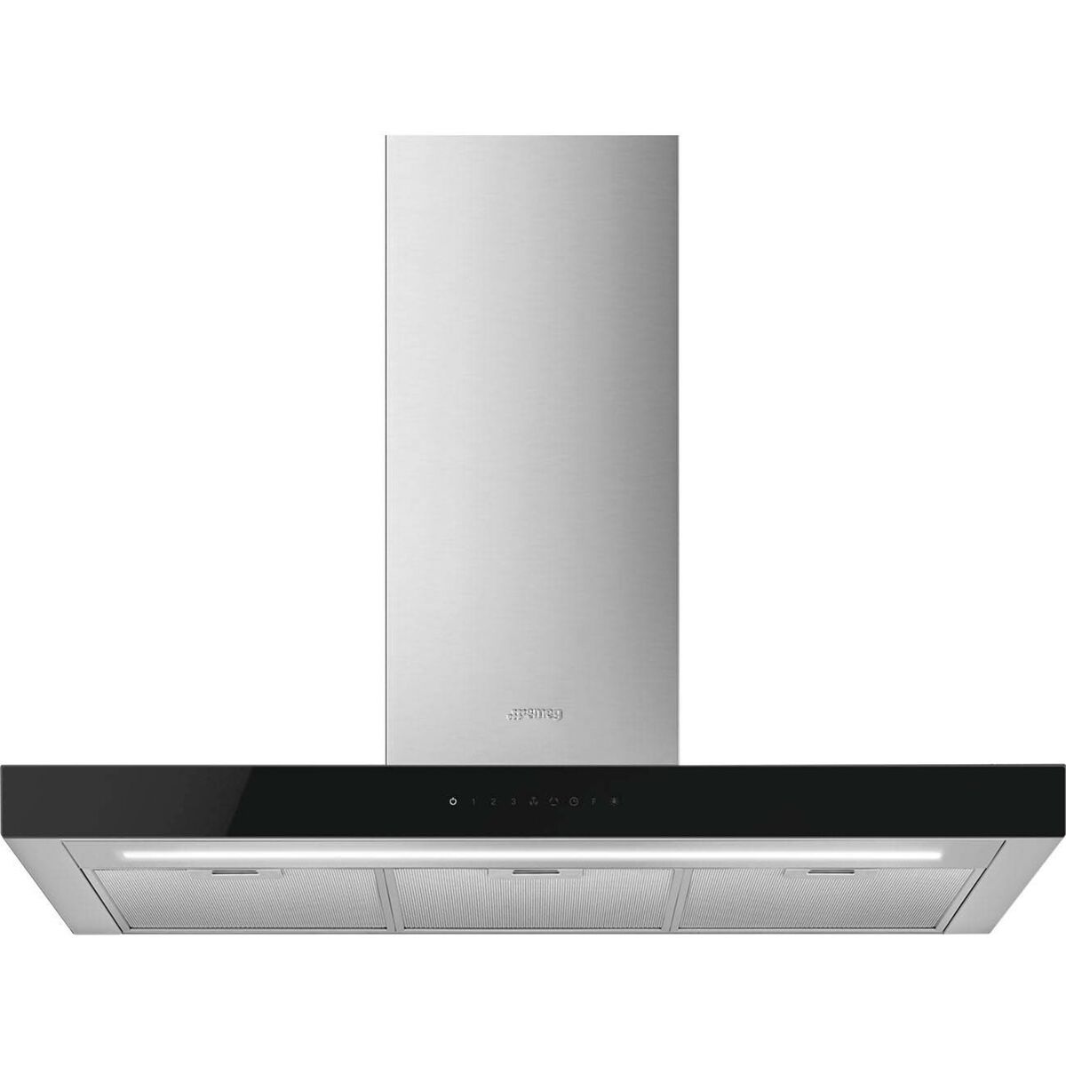 KBT9L4VN veggmontert ventilator 90 cm, rustfritt stål/glas