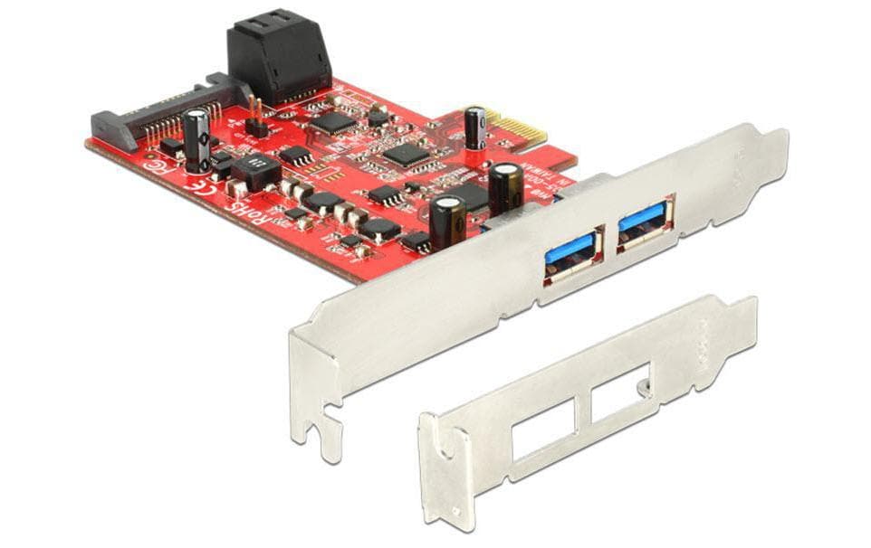 Host Bus Adapter Controller PCI-Ex1- 2x SATA3, 2x USB3.0PCI Express Karte > 2x extern USB 3.0 + 2x intern SATA 6 Gb/s