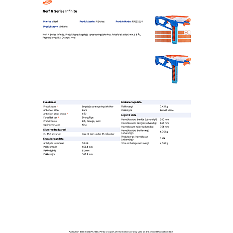 Nerf N Series Infinite blaster med pile