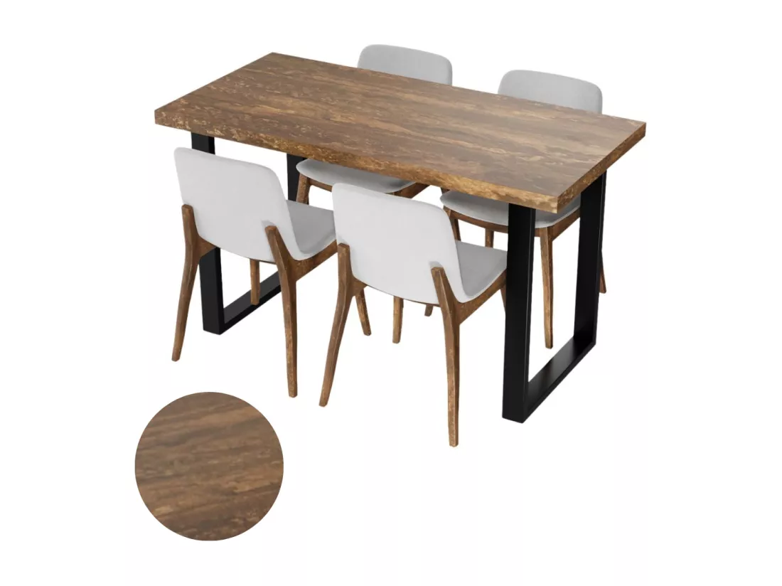 Table de cuisine pour salle à manger Loft couleurs béton rouillé pieds noirs